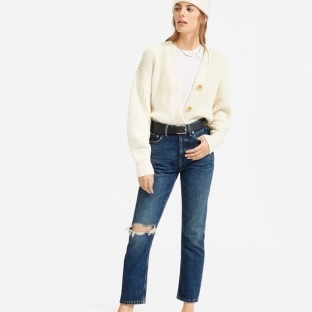Everlane Womens The Cheeky Jeans Distressed crop size 28